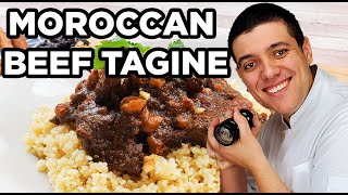 Moroccan Beef Tagine Recipe with Couscous [upl. by Arnon719]