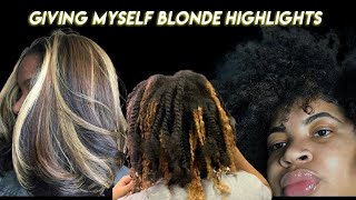 putting blonde highlights in my natural hair  BOX DYE NO ADDED BLEACH [upl. by Haniraz455]