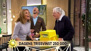 Se när Trissvinnarens kommentar får Tilde och Peter att gapskratta  Nyhetsmorgon TV4 [upl. by Anazus]