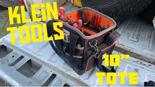 Klein Tools  Tradesman Pro 10” Tote  Electricians Tool Bag Review [upl. by Novaj]