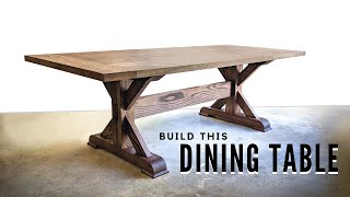 How to Build a FARMHOUSE TRESTLE TABLE  DIY Woodworking [upl. by Palmira]