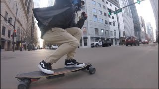 Morning Commute  Electric Skateboard Raw run in Chicago [upl. by Krenn300]