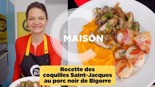 Recette des noix de SaintJacques au porc noir de Bigorre [upl. by Wildee]