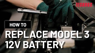 How to Replace Your Model 3 12V Battery  TESBROS [upl. by Kcam]