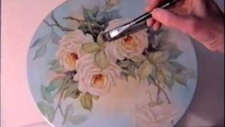 China Painting Tutorial  Peace Roses  Barbara Duncan [upl. by Mchugh]