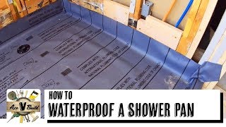 SHOWER PAN LINER  HOW TO WATERPROOF A SHOWER [upl. by Ylatan]