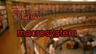 What does macrosystem mean [upl. by Llennehc]