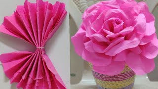 DIY Giant paper flower tutorial in lockdown with Crepe paper HandmadeEasy and SimplePapersai arts [upl. by Rip731]