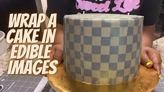 Wrap a Cake with Edible Images  Louis Vuitton Inspired Cake [upl. by Hacissej]