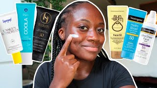 TESTING OUT YOUR FAVORITE SUNSCREENS  NO WHITE CAST  DARK SKIN amp OILY GIRL FRIENDLY [upl. by High927]