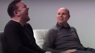 Karl Pilkington makes Ricky Gervais laugh hysterically [upl. by Rothmuller445]