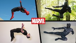 ALL Marvel Stunts In Real Life Spiderman Black Panther Deadpool [upl. by Langille432]