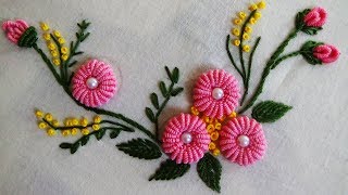 Hand Embroidery Ring Bullion Knot Stitch [upl. by Narag671]