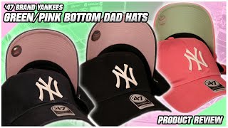 NY Yankees Pink and Green Bottom Baseball Cap  47 Brand Yankees Custom Dad Hat Review [upl. by Aerdno]