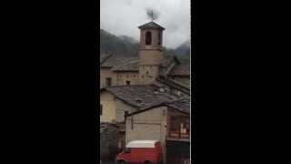 Church bells ring in Bobbio Pellice Italy [upl. by Aerbas565]