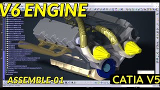 V6 Engine Design in Catia  Assemble Part 01  Advanced Assembly  CATIA TUTORIALS [upl. by Cathleen533]