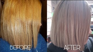 How to tone brassy hair with Wella T14 amp 050 [upl. by Aiksas696]