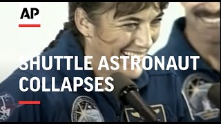 Shuttle astronaut collapses during welcome home ceremony [upl. by Bernetta]