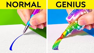 MINDBLOWING ART CHALLENGE School Tricks and Hilarious Ideas from 123GO GOLD [upl. by Essirehs]