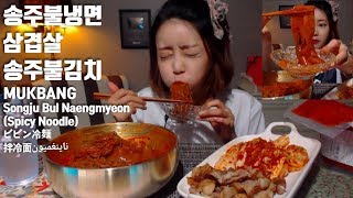 송주불냉면 삼겹살 송주불김치 먹방 mukbang spicy noodleビビン冷麺 拌冷面 ناينغميون mgain83 Dorothy [upl. by Guimond]