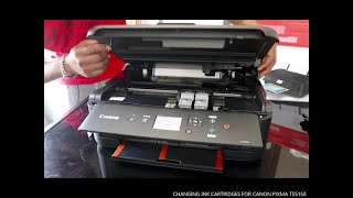 Changing Ink Cartridges For Canon Pixma TS5150 [upl. by Anirehc]