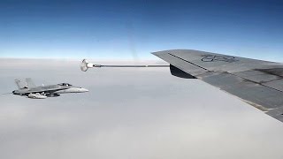 Probeanddrogue Aerial Refueling – KC135 amp FA18 [upl. by Siouxie]