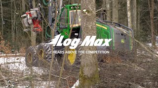 Log Max 7000C  John Deere 1470G harvester  Logging hardwood [upl. by Cerys]