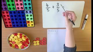 Year 4  Adding fractions with the same denominator greater than a whole  Numicon and Bar Models [upl. by Ainegue166]