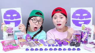 Purple Food Jelly Candy DONA Mukbang [upl. by Llekcor]