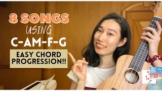 8 SONGS WITH 4 EASY CHORDS Ukulele Tutorial by Chairia Tandias [upl. by Einaej]