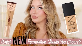 FOUNDATION FACE OFF Charlotte Tilbury Beautiful Skin VS NARS Light Reflecting  Risa Does Makeup [upl. by Trever]