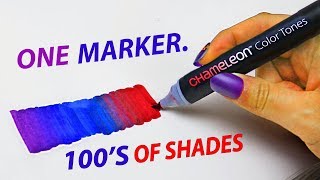 1 MARKER 100S OF COLORS Testing Chameleon Markers [upl. by Divod88]