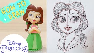 How to Draw Belle  Disney Princess [upl. by Auhel274]