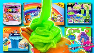 Probando 8 kits para hacer Slime Elmers Nickelodeon y Poopsie  Supermanualidades [upl. by Mosora]