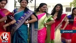 MP Kavitha And Padma Devender Participates In Bathukamma Celebrations At Pragathi Bhavan  V6 News [upl. by Rebekah673]