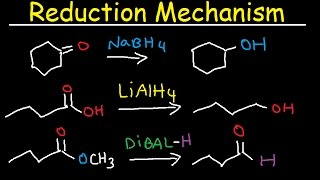 NaBH4 LiAlH4 DIBAL Reduction Mechanism Carboxylic Acid Acid Chloride Ester amp Ketones [upl. by Ainod]