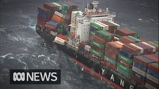 83 shipping containers fall from cargo ship off Australias east coast  ABC News [upl. by Franciskus795]