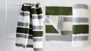 Beginner Striped Crochet Blanket [upl. by Kaplan706]