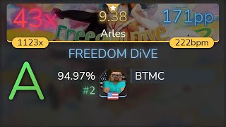 938⭐ BTMC  xi  FREEDOM DiVE Arles 9497 2 💖 43❌  osu [upl. by Richmond372]