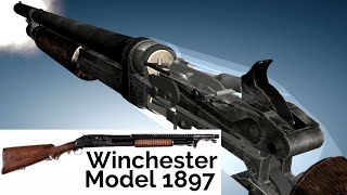 3D Animation How a Winchester Model 1897 Shotgun works [upl. by Abil733]