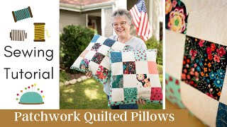 QUILTING FOR BEGINNERS  Patchwork Quilted Pillow Tutorial [upl. by Zeralda]