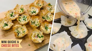 Mini Quiche Lorraine Bites  Easy Recipe  Filo Pastry Cups with Goats Cheese [upl. by Attalanta]