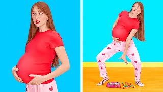 24 HOURS BEING PREGNANT CHALLENGE  Funny Pregnancy Situations by 123 GO [upl. by Eirroc]