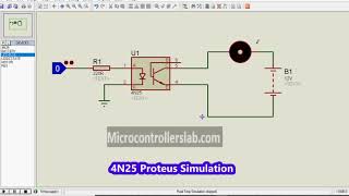 4N25 Phototransistor Optocoupler IC Proteus Simulation [upl. by Hance]