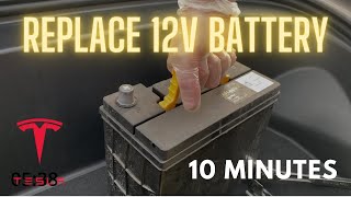 Tesla Model 3 12V Battery Replacement in 10 MINUTES How To DIY [upl. by Kcirret]