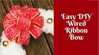 Christmas Crafts Easy DIY Wired Ribbon Bow [upl. by Yatzeck191]