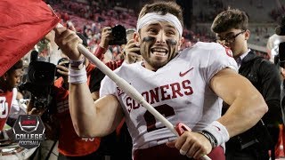 Baker Mayfield plants Oklahomas flag at midfield after Ohio State upset  College Football on ESPN [upl. by Mcclure681]