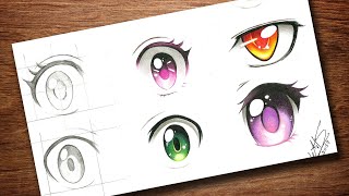 Como DESENHAR Olhos  Colorir  Mangá  Tutorial [upl. by Aneloj]