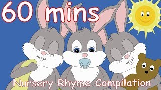 Sleeping Bunnies Hop little bunnies And lots more Nursery Rhymes 60 minutes [upl. by Talbert663]