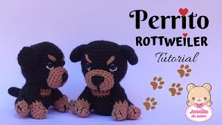 PERRITO ROTTWEILER Amigurumi Tutorial NivelIntermedio Patrón en Descripción [upl. by Nirik]